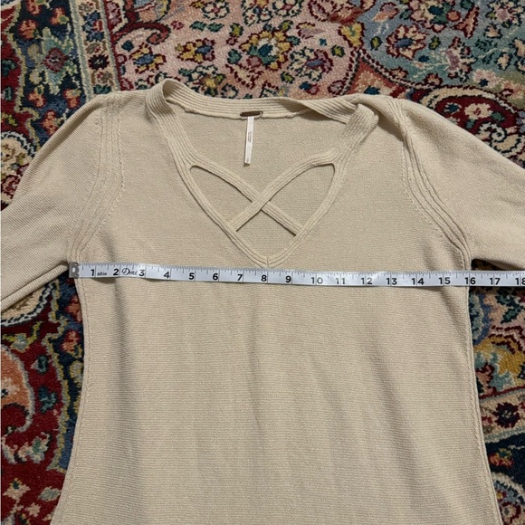 Free People Andi Woven Criss Cross Long Sleeve Tunic Small Tan Linen Blend - Picture 8 of 10